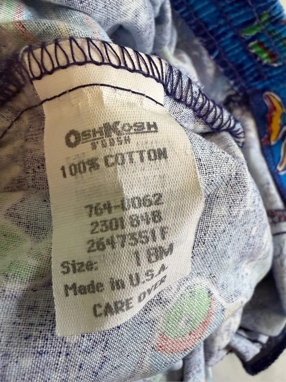 Vintage Baby B’gosh OshKosh Fish Ocean Print Shortalls Romper 18 Months Cotton